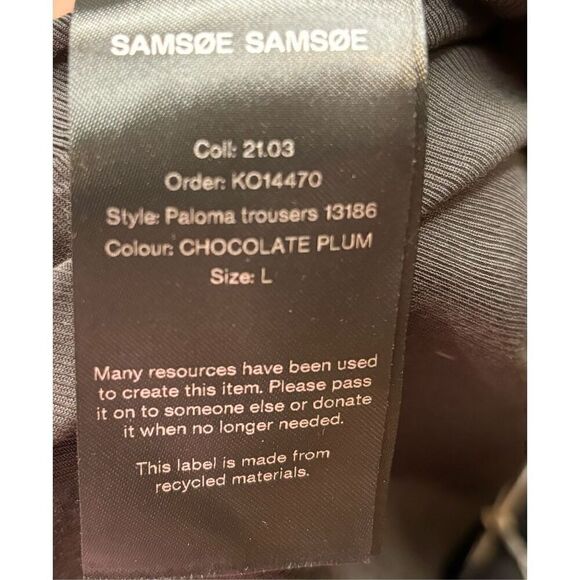 Samsoe Samsoe Paloma Trousers in Lambskin in Chocolate Plum Brown Lambskin Leath - Picture 8 of 9